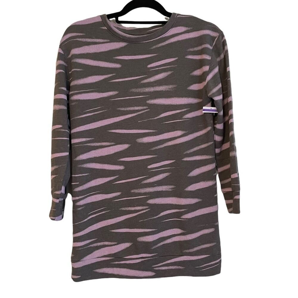 Zella Purple Gray French Terry‎ Long Sleeve Tunic Top Large NWT